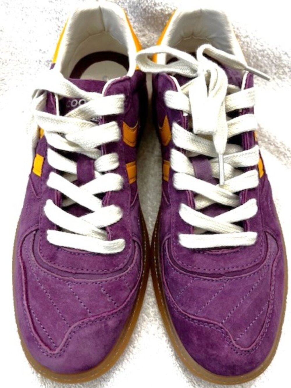 Coolway's "Lakers" purple suede with yellow leather trim lace-up sneakers NWOT